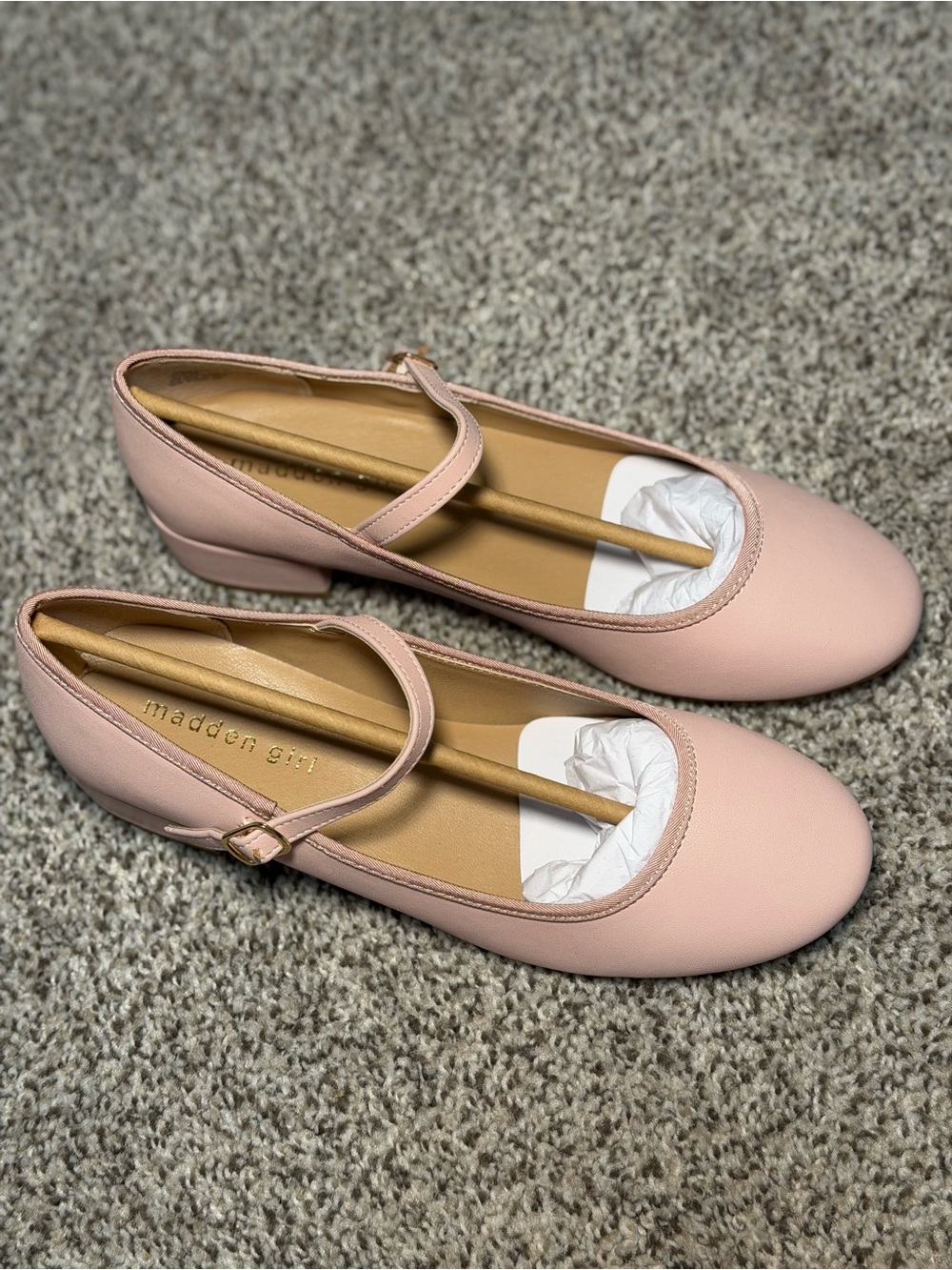 Madden Girl Pink Mary Jane Block Heel Flats - Picture 2 of 9